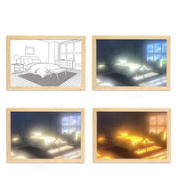 Thumbnail for GlowSketch INS Deco Led Light Painting USB Plug Dimming Wall Artwork Table Lamp Gift Indoor Sunlight Window Wooden Photo Night Luminous Artedimo B Outside the window 31x22cm 