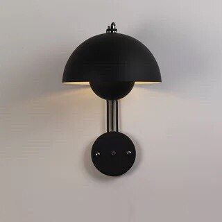 "Modern Mushroom" Wall Sconce Creative Night Light Hardwired/ Plug-in Wall lamp Artedimo Matte Black Plug-in 