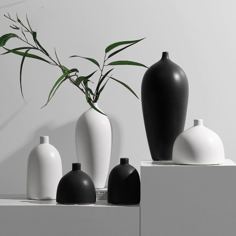Black and White Flower Porcelain Vase Vase Artedimo 
