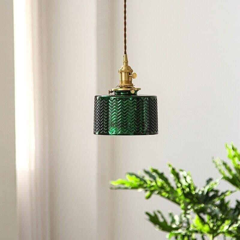 "Charlotte" Emerald Green Glass Pendant Light Plug In / Hardwired Pendant light Artedimo Green Hardwired 
