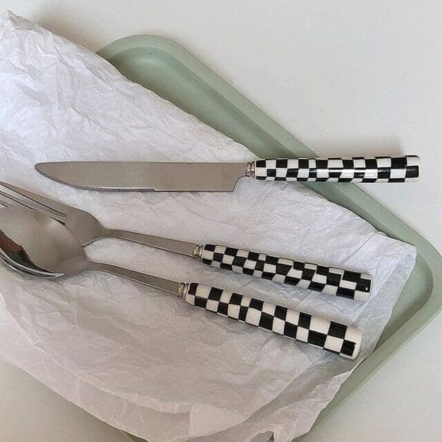 "Check-Up" Stainless Steel Knife, Fork and Spoon with Ceramic handle 0 Artedimo 