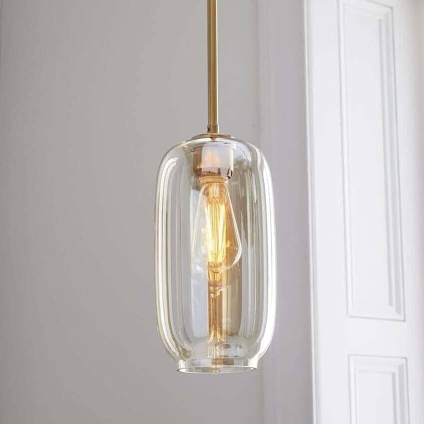 "Fjord" Glass Globe Hanging Pendant Lamp transparent / cognac glass Pendant light Artedimo Cognac W15.2cm/ 6" 