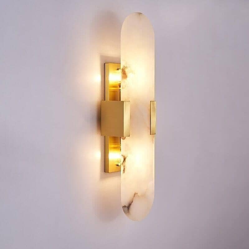 "Alabaster Dream" Big Marble & Copper Wall Lamp Sconce 60cm / 23.6" Wall Lamp Artedimo W15 X H60CM / 4.7" X 23.6" Warm yellow light 