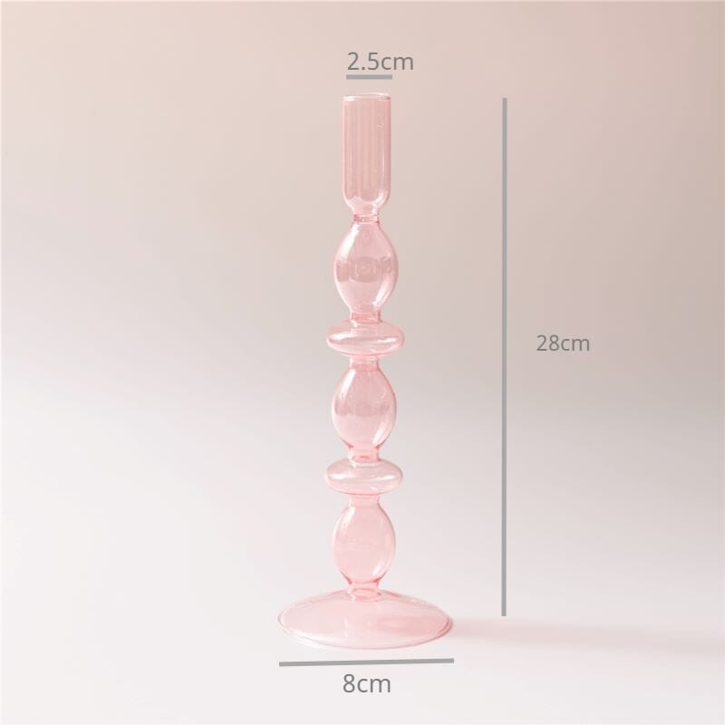 Nordic Home Decorative Pink Glass Candle Holder Taper candle holder Artedimo Pink 2ring 