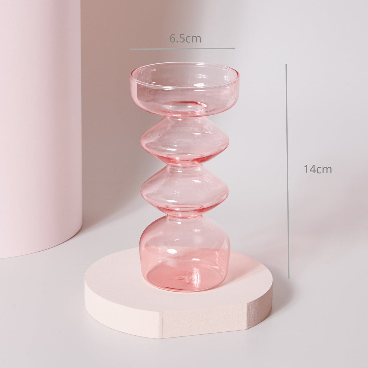 Nordic Home Decorative Pink Glass Candle Holder Taper candle holder Artedimo Pink diamond 