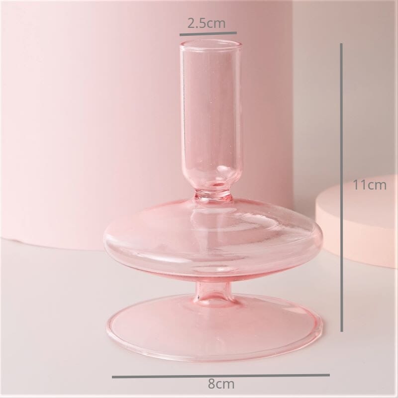Nordic Home Decorative Pink Glass Candle Holder Taper candle holder Artedimo Pink 1-tier sharp 