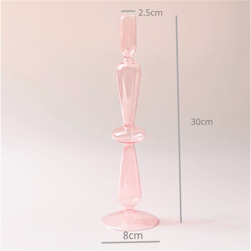 Nordic Home Decorative Pink Glass Candle Holder Taper candle holder Artedimo Pink 1ring 