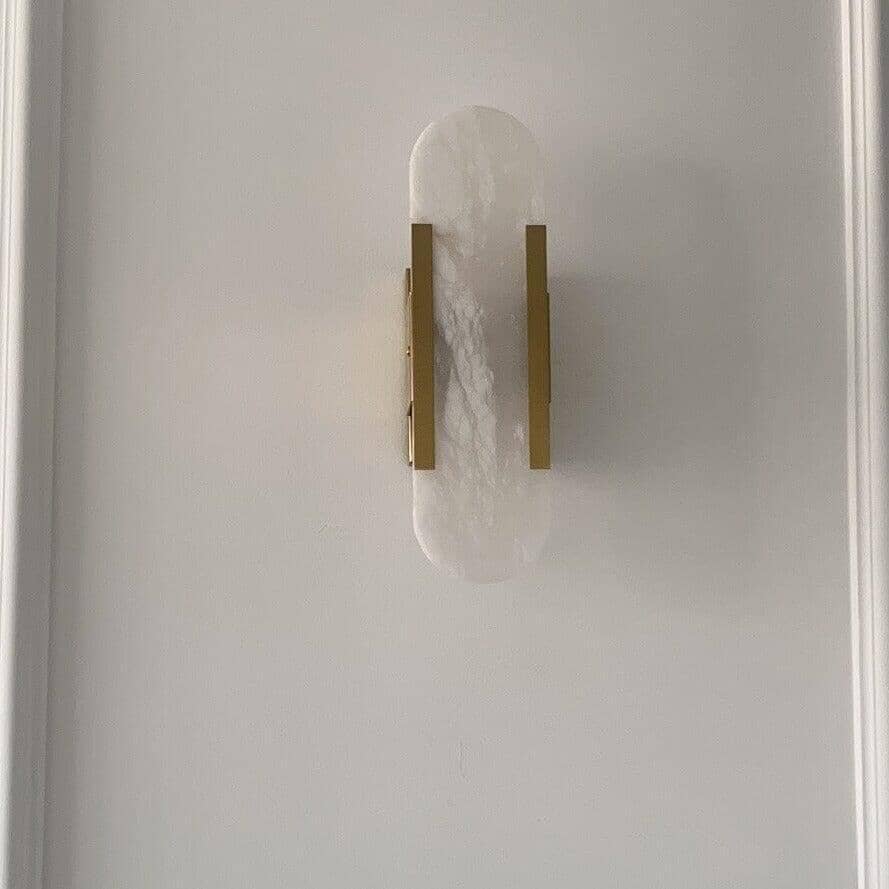 "Alabaster Dream" Marble Wall Lamp Sconce in Black / Gold Wall Sconce Lamp Artedimo Gold Dia 10cm x H 50cm / 3.9″ x H 19.7″ 