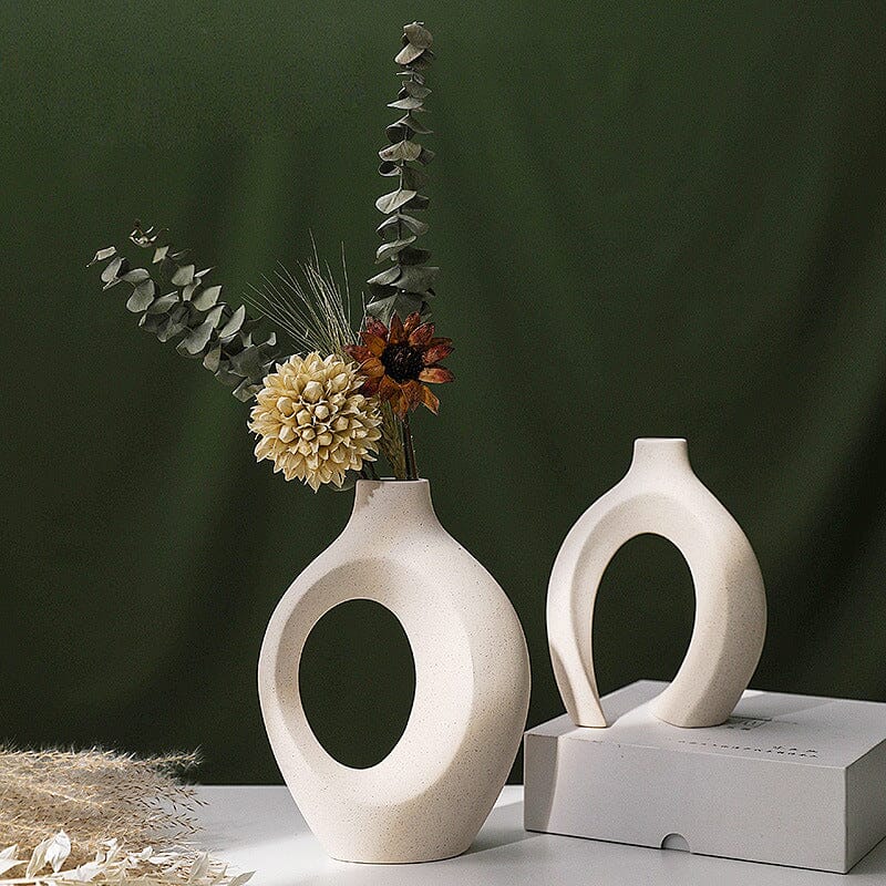"Snugglers" Decorative Beige Vase Set For Pampas Grass Ceramic Vase Artedimo 
