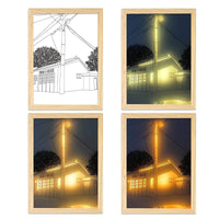 Thumbnail for GlowSketch INS Deco Led Light Painting USB Plug Dimming Wall Artwork Table Lamp Gift Indoor Sunlight Window Wooden Photo Night Luminous Artedimo K Street Lamp 31x22cm 