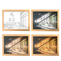Thumbnail for GlowSketch INS Deco Led Light Painting USB Plug Dimming Wall Artwork Table Lamp Gift Indoor Sunlight Window Wooden Photo Night Luminous Artedimo G Clear Sky 31x22cm 