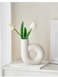 Thumbnail for BADU DRAFT!Nordic White Ceramic Vase for Dried Flowers Office Vases for Interior Home Decorations Cute Room Decor Modern Decorative Vases Artedimo 