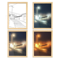Thumbnail for INS Deco Led Light Painting USB Plug Dimming Wall Artwork Table Lamp Gift Indoor Sunlight Window Wooden Photo Night Luminous 0 Artedimo F Step light 31x22cm 