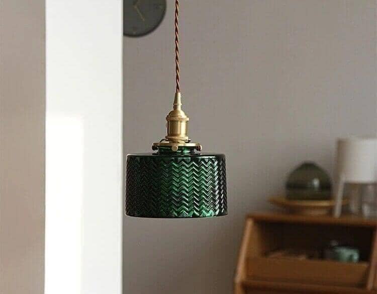 "Charlotte" Emerald Green Glass Pendant Light Plug In / Hardwired Pendant light Artedimo 