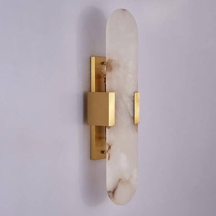 "Alabaster Dream" Big Marble & Copper Wall Lamp Sconce 60cm / 23.6" Wall Lamp Artedimo W15 X H60CM / 4.7" X 23.6" White light 