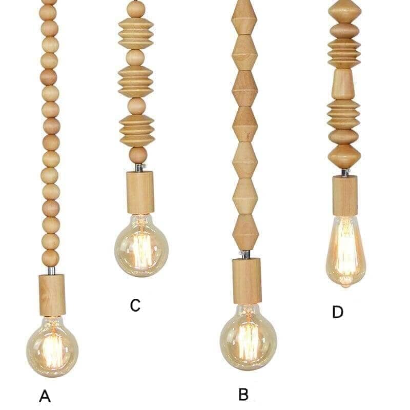 "Geoscope" Modern Oak Wooden Geometric Beads Pendant Light Ceiling lamp Artedimo nature ABCD 