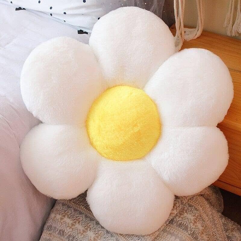 "Daisy" Fluffy Decoration Flower Pillow Pillow Artedimo furry white 30cm 