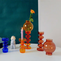 Thumbnail for colorful glass candle holder set