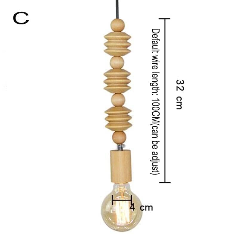 "Geoscope" Modern Oak Wooden Geometric Beads Pendant Light Ceiling lamp Artedimo nature C 