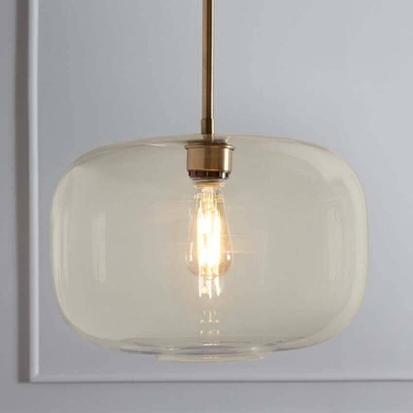"Fjord" Glass Globe Hanging Pendant Lamp transparent / cognac glass Pendant light Artedimo Cognac W38cm/ 15" 