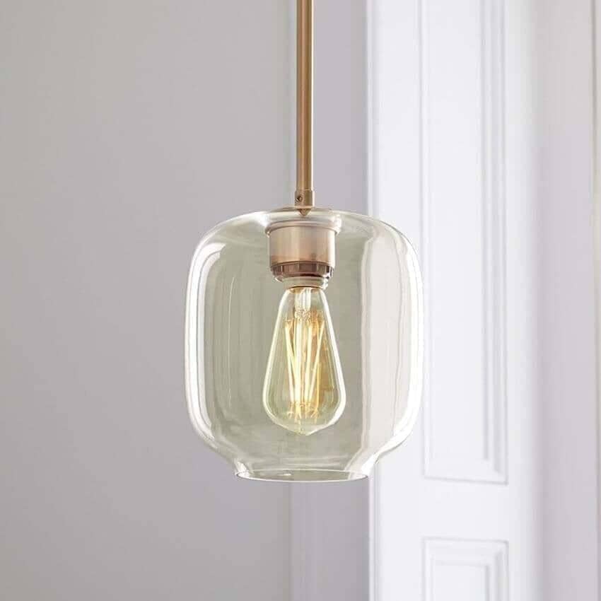 "Fjord" Glass Globe Hanging Pendant Lamp transparent / cognac glass Pendant light Artedimo Cognac W19cm/ 7.5" 