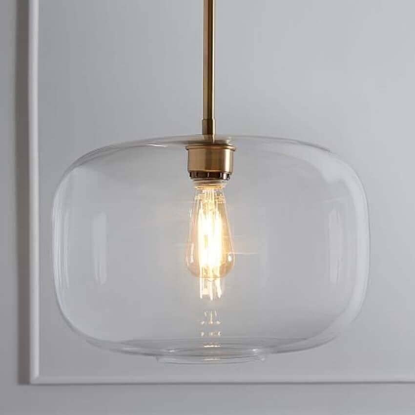 "Fjord" Glass Globe Hanging Pendant Lamp transparent / cognac glass Pendant light Artedimo Transparent W38cm/ 15" 