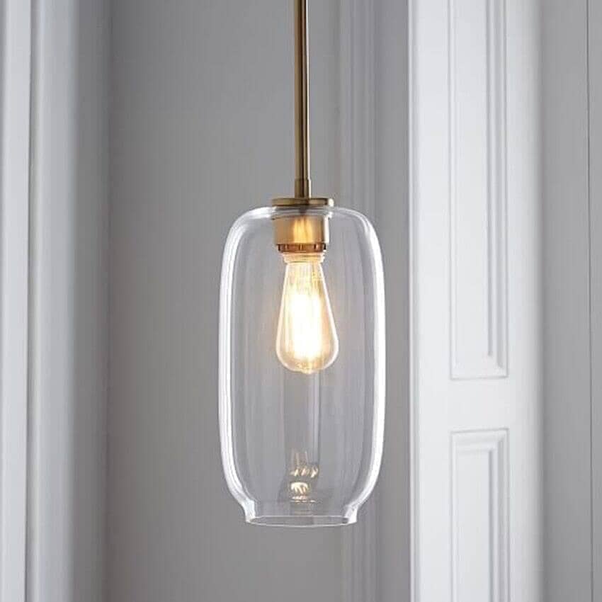 "Fjord" Glass Globe Hanging Pendant Lamp transparent / cognac glass Pendant light Artedimo Transparent W15.2cm/ 6" 