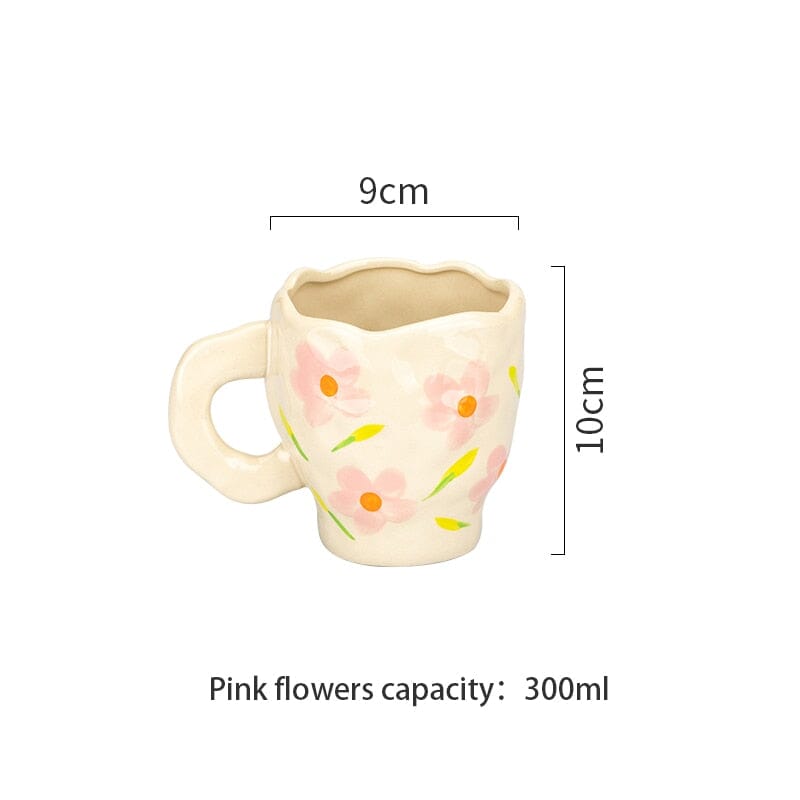 "Lily" Hand-painted Flower Ceramic Cup / Mug coffee cup Artedimo Pink flowers 