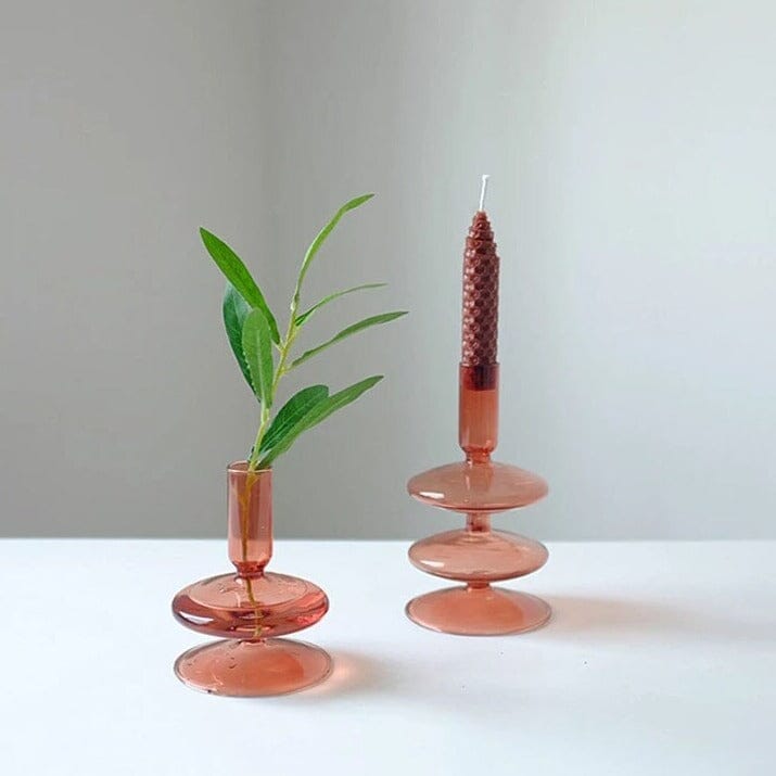 colored glass taper candle holders