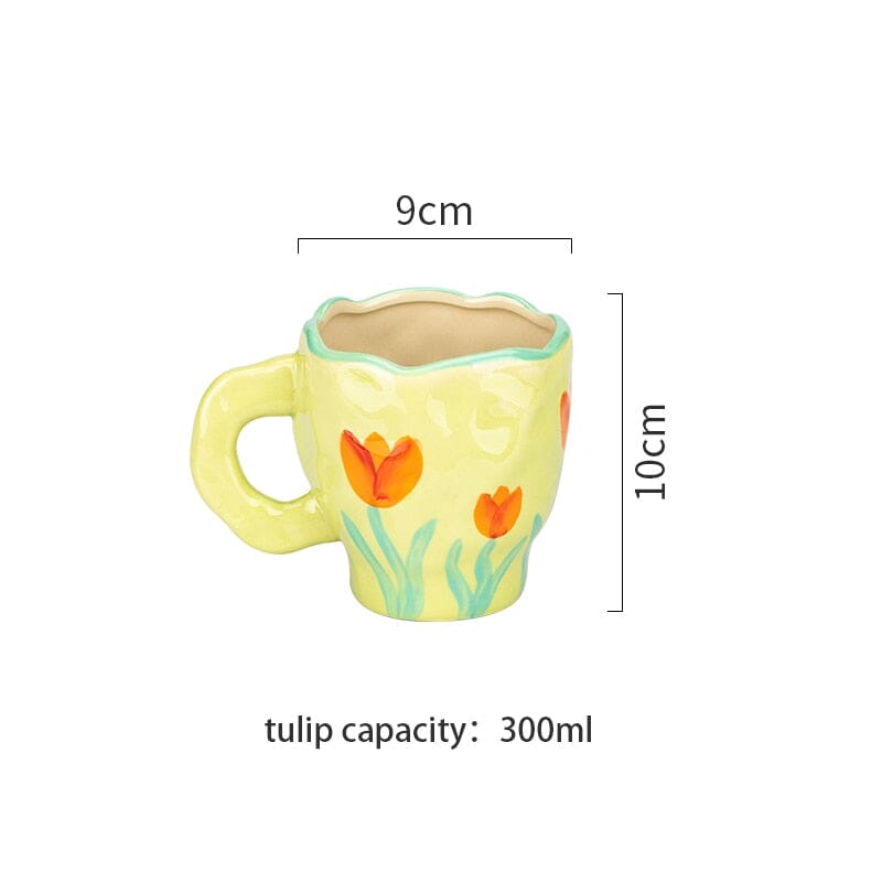 "Lily" Hand-painted Flower Ceramic Cup / Mug coffee cup Artedimo Tulip 