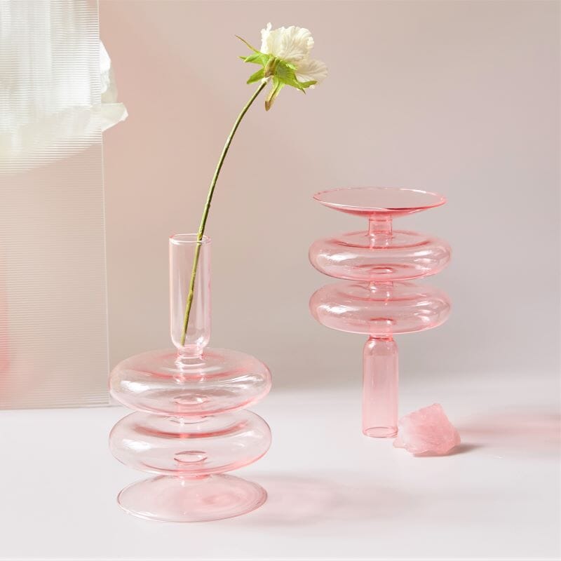 Nordic Home Decorative Pink Glass Candle Holder Taper candle holder Artedimo 