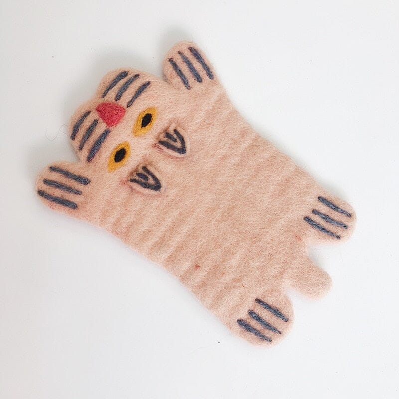 "The Zoo" Cute Cartoon Animal Wool Felt Coaster Wool Design Coaster Artedimo Pink cat 18cm 