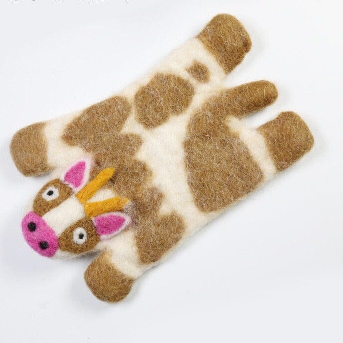 "The Zoo" Cute Cartoon Animal Wool Felt Coaster Wool Design Coaster Artedimo brown cow 18cm 