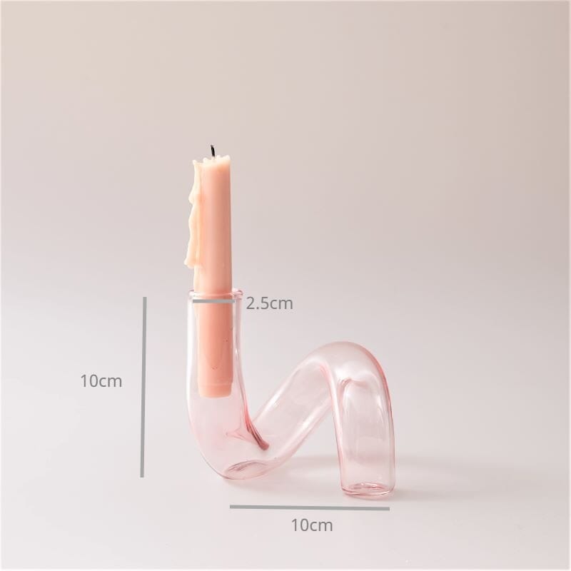 Nordic Home Decorative Pink Glass Candle Holder Taper candle holder Artedimo Pink twist 