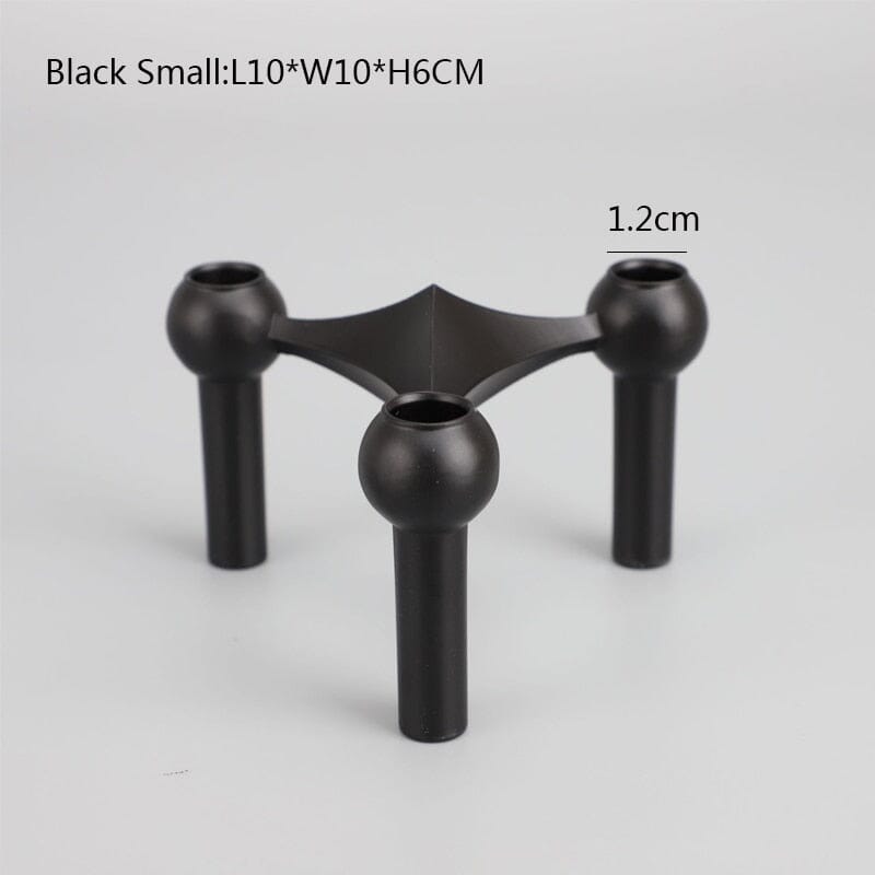 Creative Metal Candle Hold Ornaments Can Be Stacked Nordic Romantic Dining Table Candlestick Decoration For Home Decor Gift Artedimo Black Small 1Pc 
