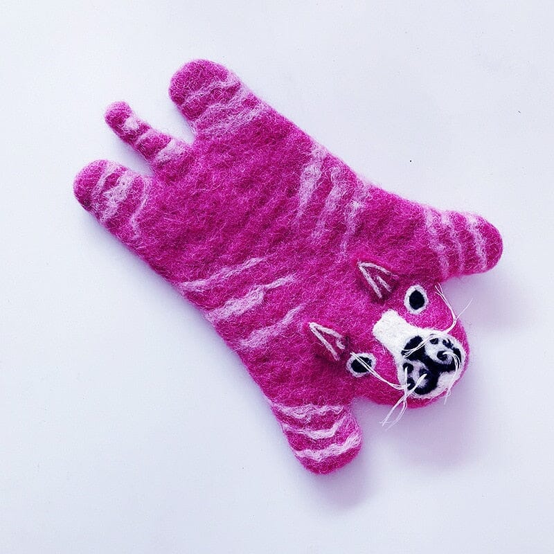 "The Zoo" Cute Cartoon Animal Wool Felt Coaster Wool Design Coaster Artedimo Purple cat 18cm 
