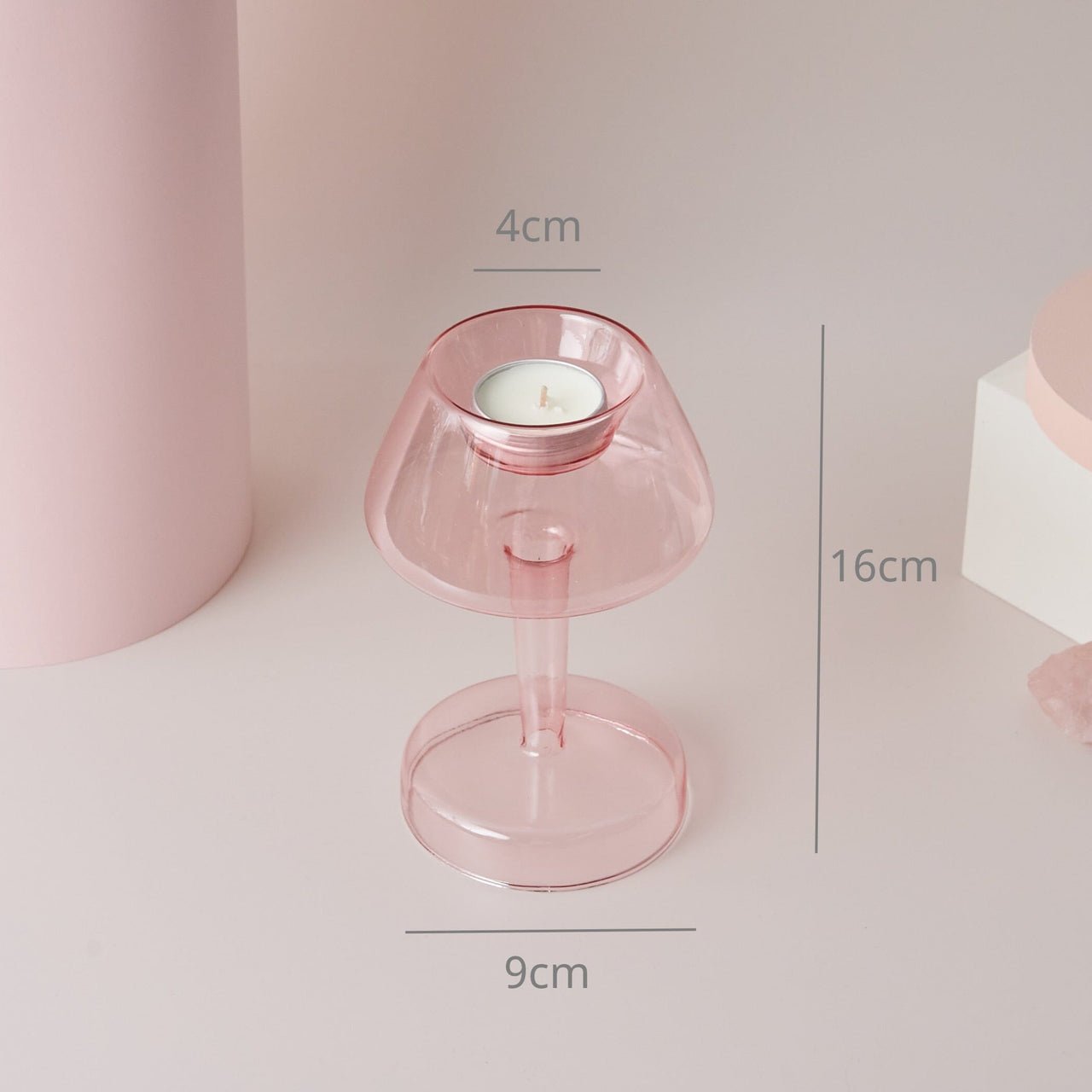Nordic Home Decorative Pink Glass Candle Holder Taper candle holder Artedimo Pink lamp 