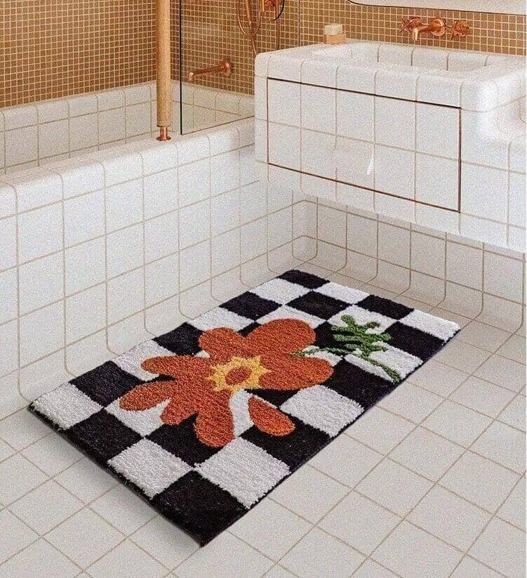 "Fluffy Grid" Soft Bathroom Rug Bedside Carpet Rug Artedimo 