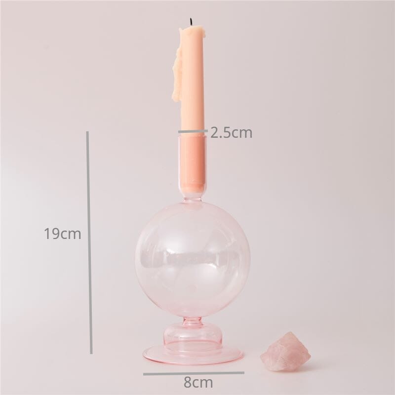 Nordic Home Decorative Pink Glass Candle Holder Taper candle holder Artedimo Pink Ball 