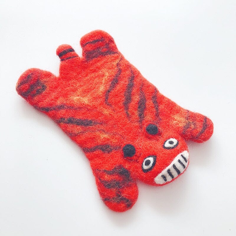 "The Zoo" Cute Cartoon Animal Wool Felt Coaster Wool Design Coaster Artedimo Orange Red Tiger 18cm 