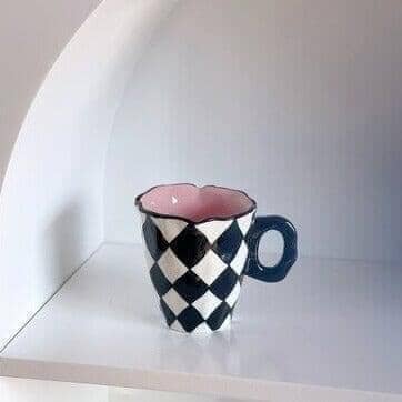 "Checkered" Porcelain Hat Bowl / Mug / Cup Set 0 Artedimo Mug 