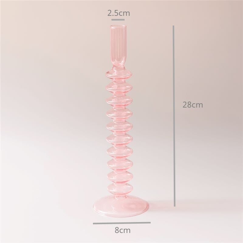 Nordic Home Decorative Pink Glass Candle Holder Taper candle holder Artedimo Pink string 