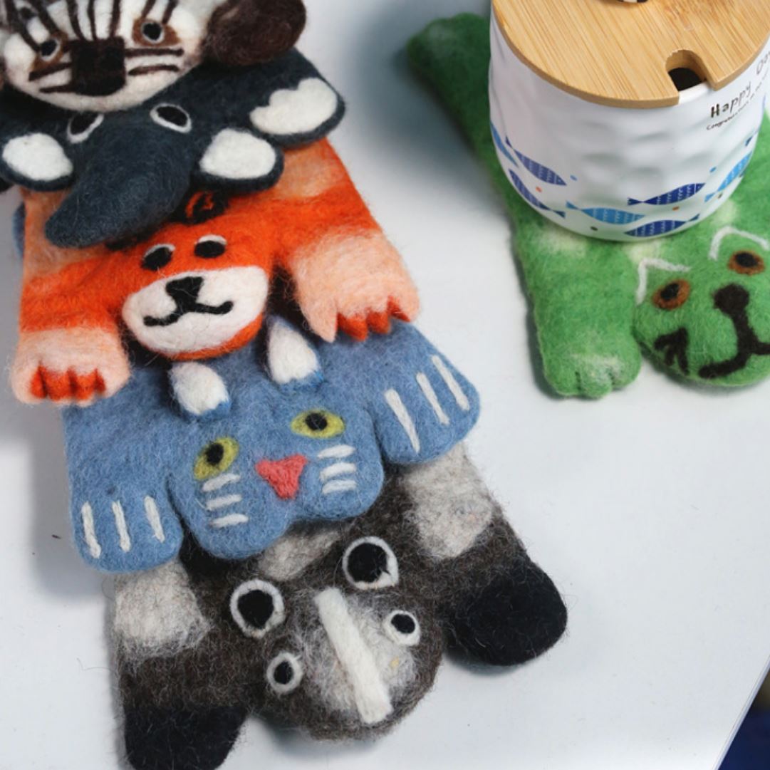"The Zoo" Cute Cartoon Animal Wool Felt Coaster Wool Design Coaster Artedimo 