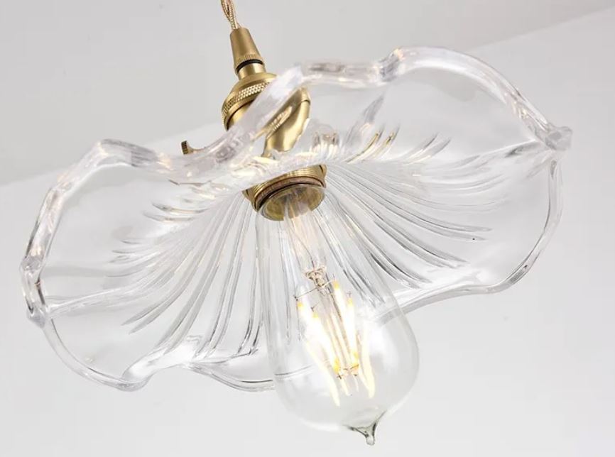 transparent glass flower pendant lamp