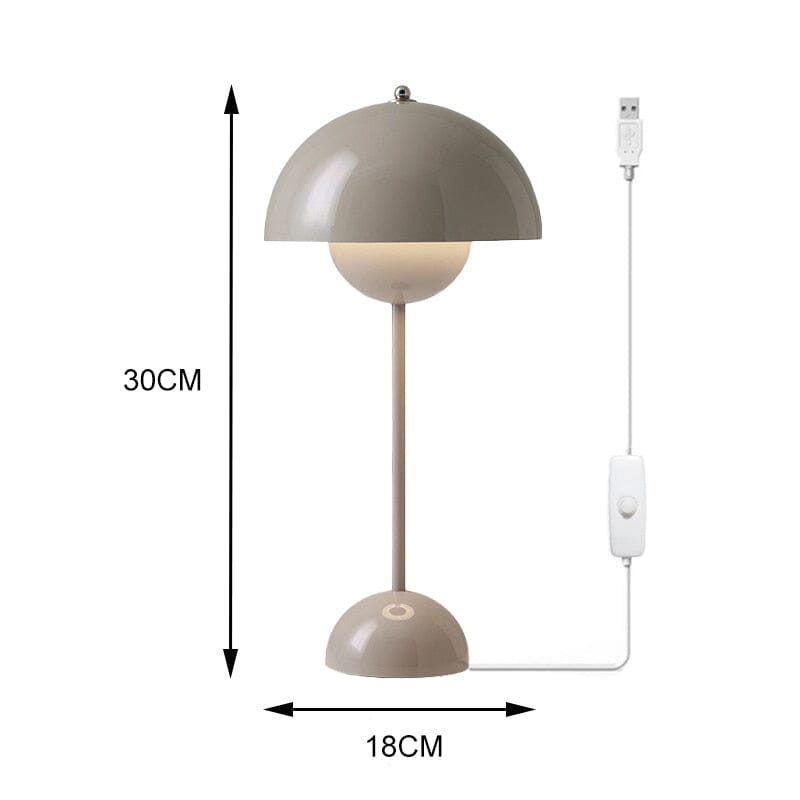 "Magic Mushroom" Wireless Rechargeable & Dimmable LED Table Lamp Table Lamp Artedimo Plug-in Grey 