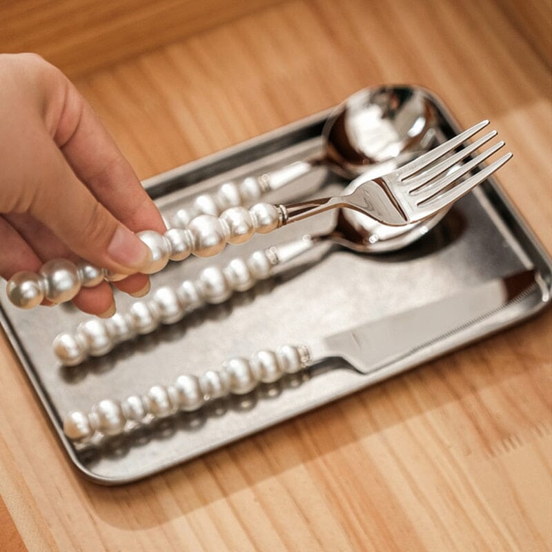 silver flatware cutlery pearl
