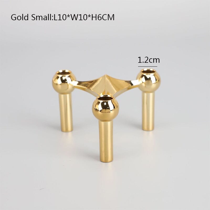 Creative Metal Candle Hold Ornaments Can Be Stacked Nordic Romantic Dining Table Candlestick Decoration For Home Decor Gift Artedimo Gold Small 1Pc 