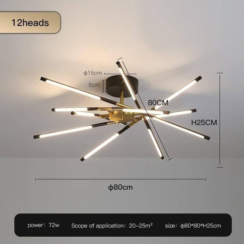 "Draco" Modern Chandelier Decorative in Black & Gold Ceiling lamp Artedimo C-Black-12 heads Cool white 