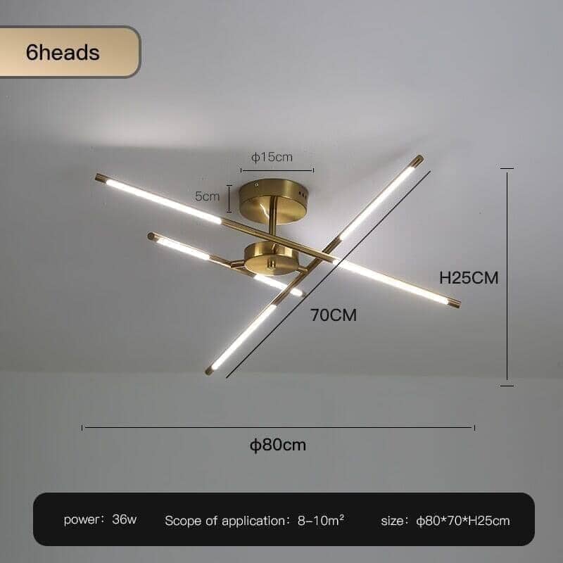 "Draco" Modern Chandelier Decorative in Black & Gold Ceiling lamp Artedimo C-Golden-6 heads Cool white 