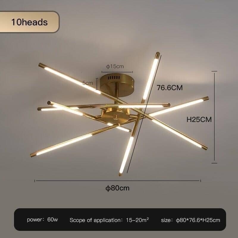 "Draco" Modern Chandelier Decorative in Black & Gold Ceiling lamp Artedimo C-Golden-10 heads Cool white 